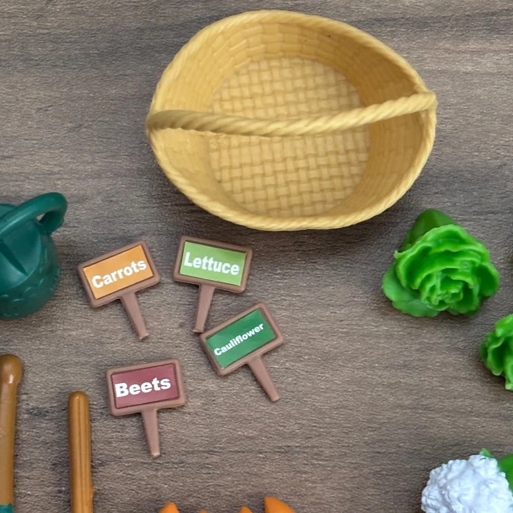 Lil Woodzeez GARDEN SET Farmer Miniature Toy Dollhouse Food Vegetables SET 27 pc